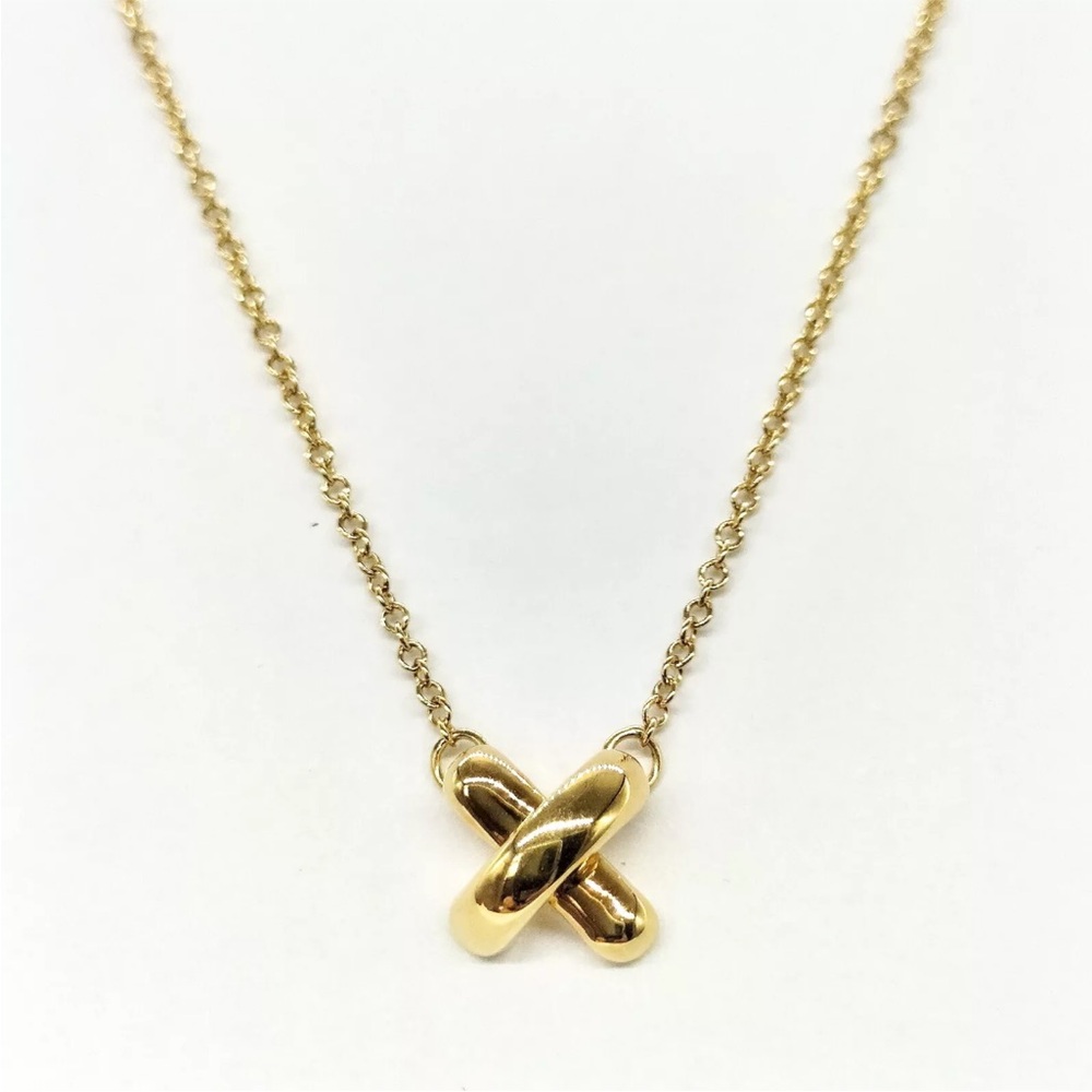 Tiffany & Co necklace cross stitch 18k yellow gold
